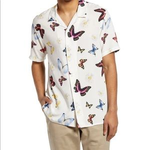 PacSun White Button-up Butterfly Floral Print